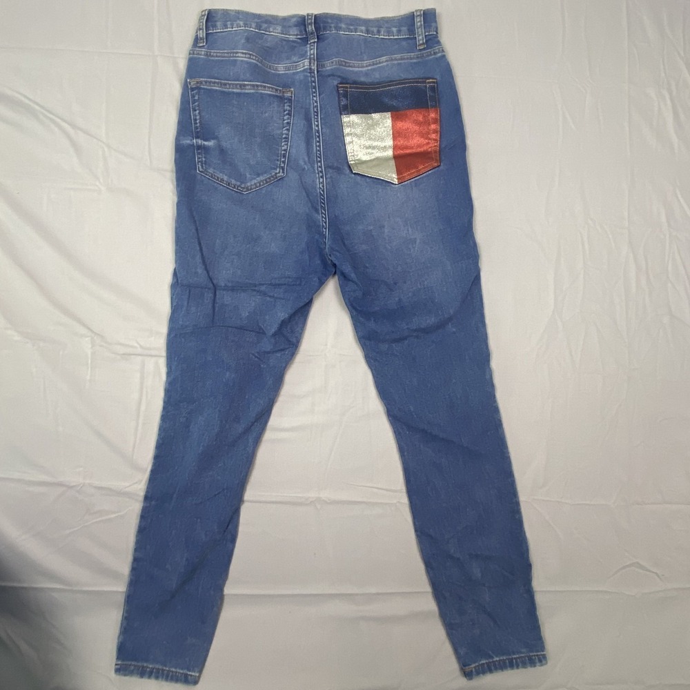 Tommy Hilfiger Legging Jeans Womens 10 Blue Denim Stretch Ultra Large Patch Logo